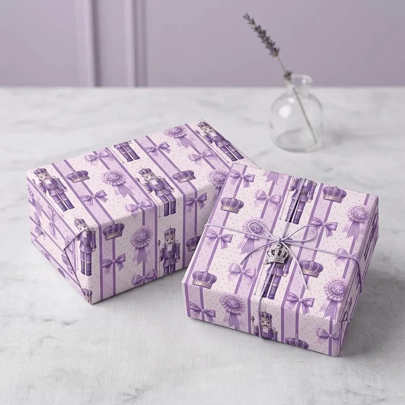 Altarho Purple Nutcracker Wrapping Paper Roll ,Lavender – Premium Quality:Created with high-quality paper materials, thick