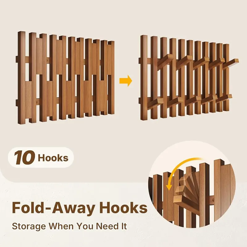 AMADA Bamboo Coat Rack Wall Mount – Premium Bamboo Construction