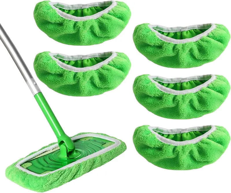AmaVins Reusable Microfiber Mop Pads Compatible in B-green 5 Pack