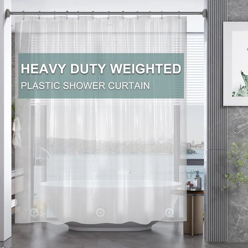 AmazerBath Plastic Shower Curtain Clear Premium PEVA