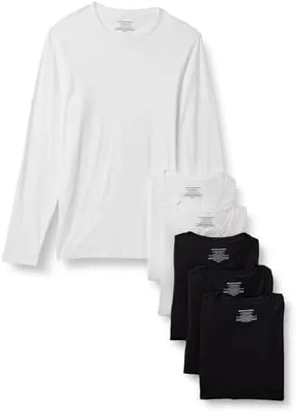 Amazon Essentials Men’s Slim Fit Crewneck Undershirts Black/White in Black/White