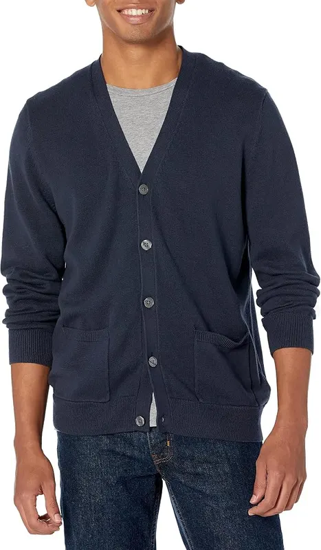 Amazon Essentials Men’s V-Neck Cotton Knitted Cardigan Sweater