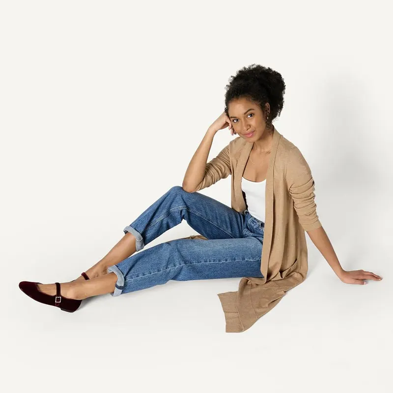Amazon Essentials Women’s Regular-Fit Lightweight Soft Duster Length – Viscose Blend Sweater