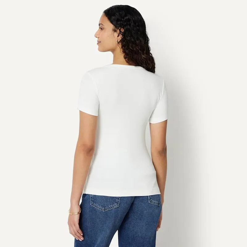 Amazon Essentials Women’s Slim-Fit Short-Sleeve V-Neck T-Shirt Small – Ribbed Cotton-Modal