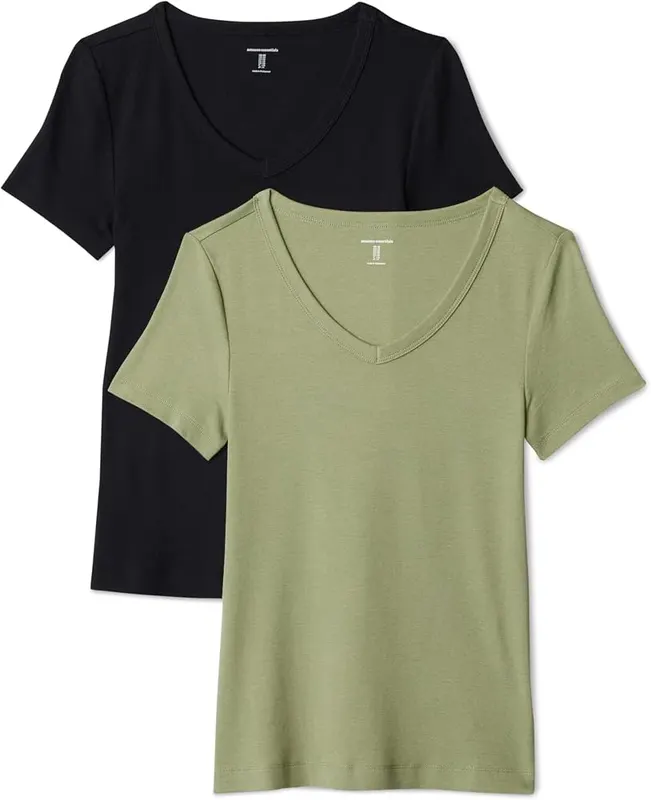 Amazon Essentials Women’s Slim-Fit Short-Sleeve V-Neck T-Shirt
