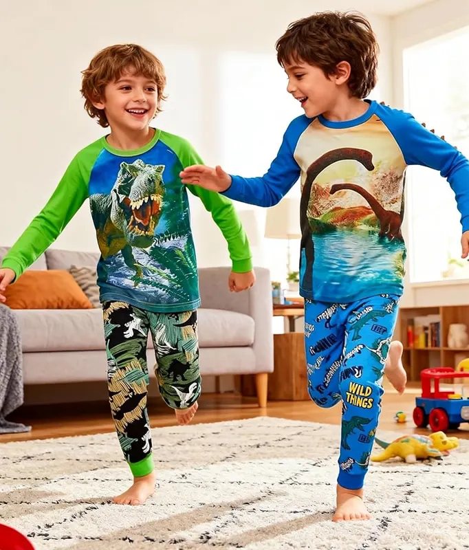 AmberEft Kids Pajamas – Long Sleeves or Short Sleeve Pajama Set