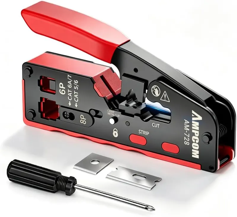 AMPCOM RJ45 Crimper in Red