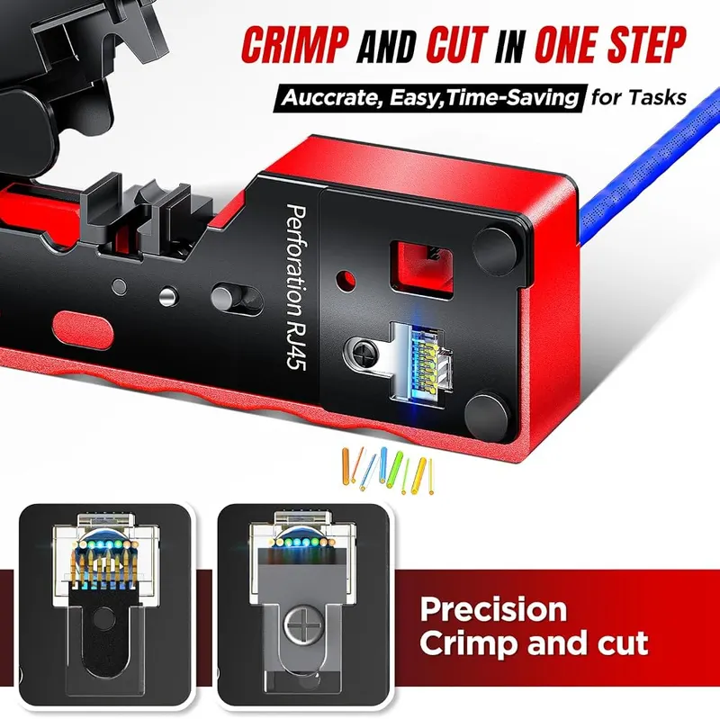 AMPCOM RJ45 Crimper – Cut, strip, trim and crimp