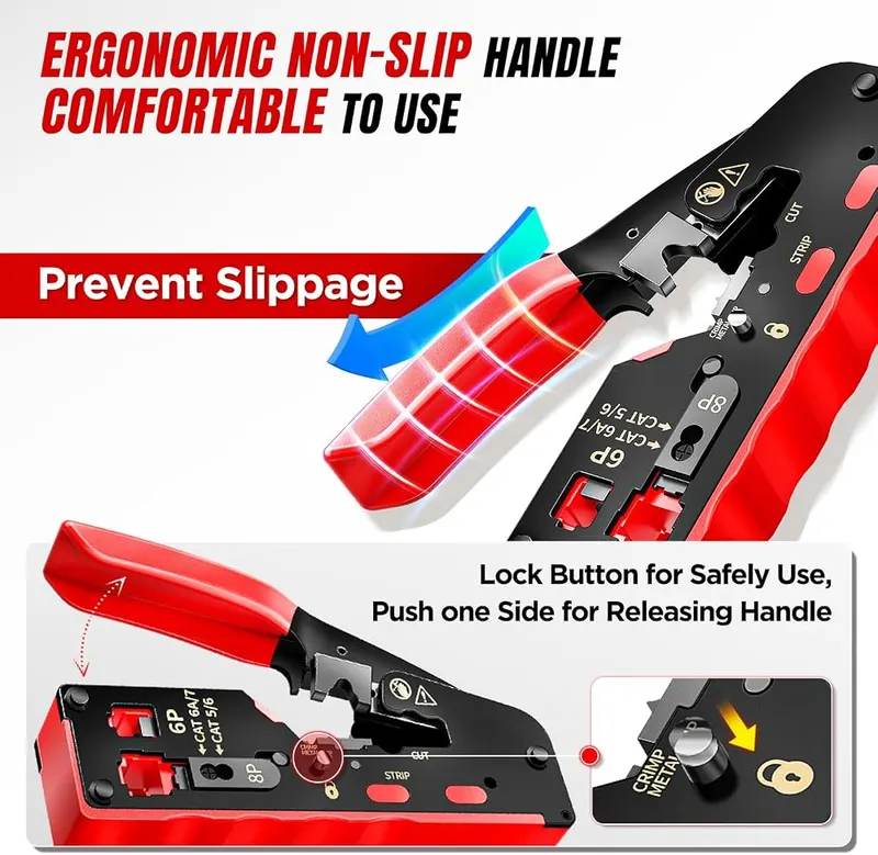 AMPCOM RJ45 Crimper – Extra blades and screwdriver