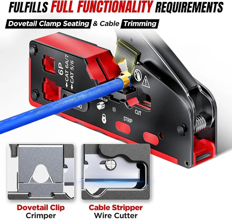 AMPCOM RJ45 Crimper – Red tool color