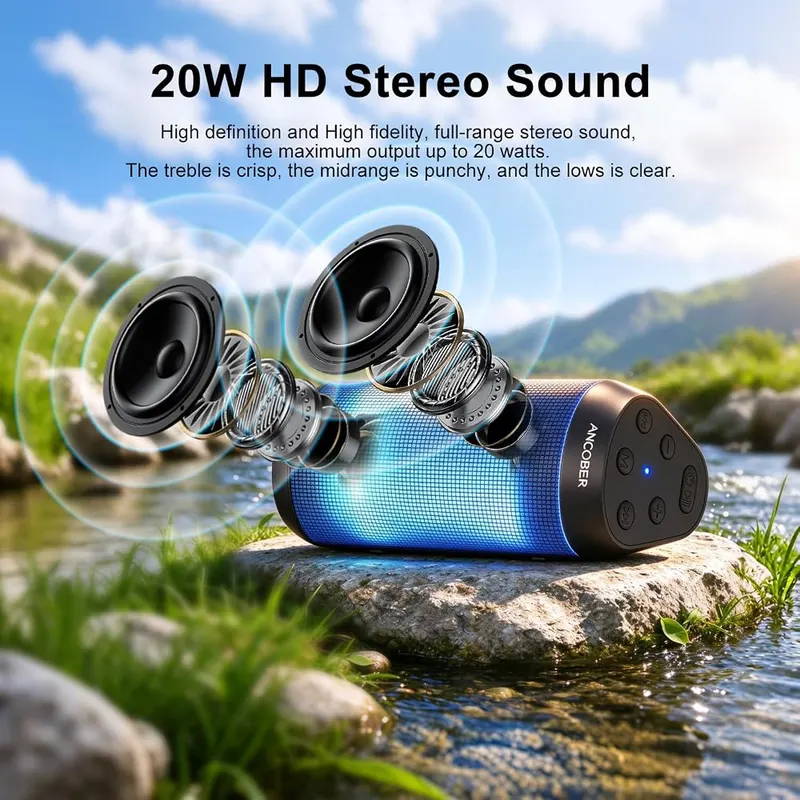 ANCOBER Portable Bluetooth Speaker – HD stereo sound