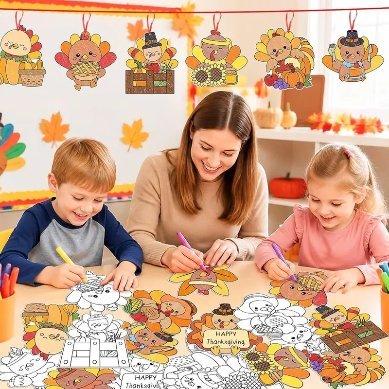 ANGOLIO Thanksgiving Coloring Turkey Crafts – High Quality and Perfect Size