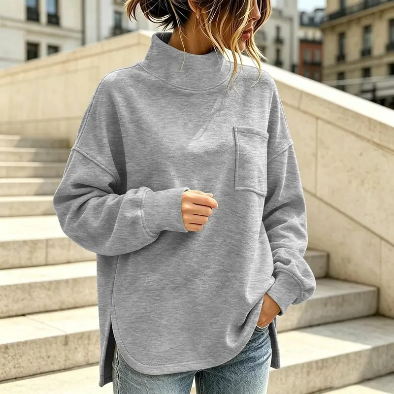 Aniywn Womens Mock Neck Sweatshirt Cute Side – Cozy mock neck design