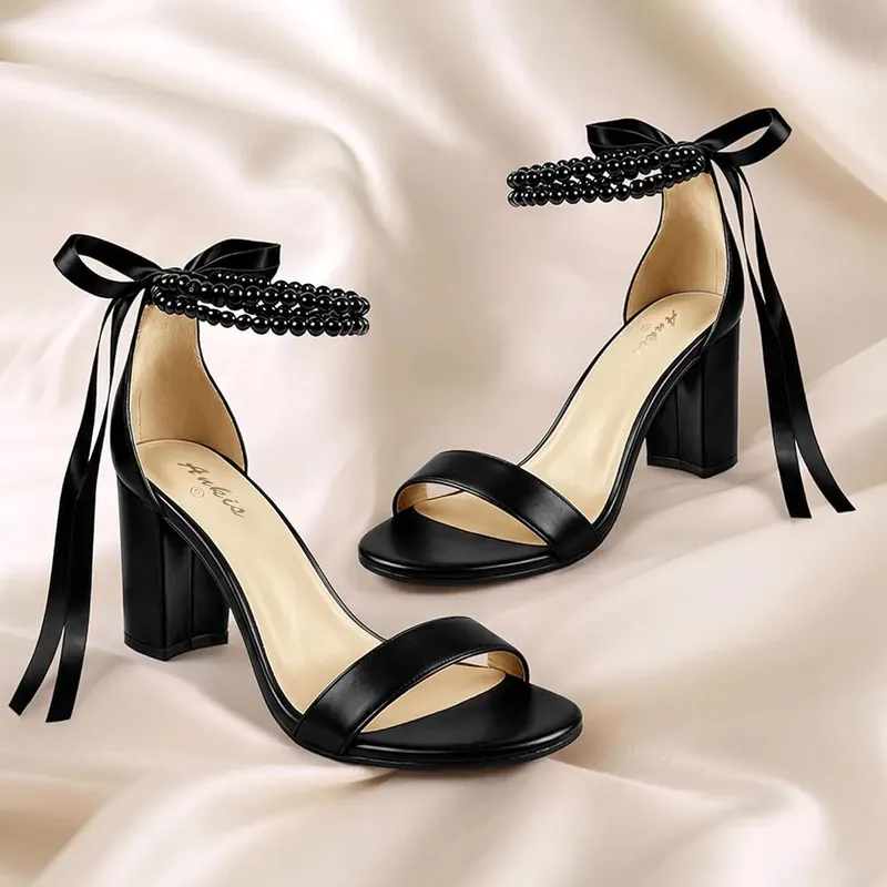 Ankis Black Heels Wedding Shoes Black Pearl – Simple But Elegant Black