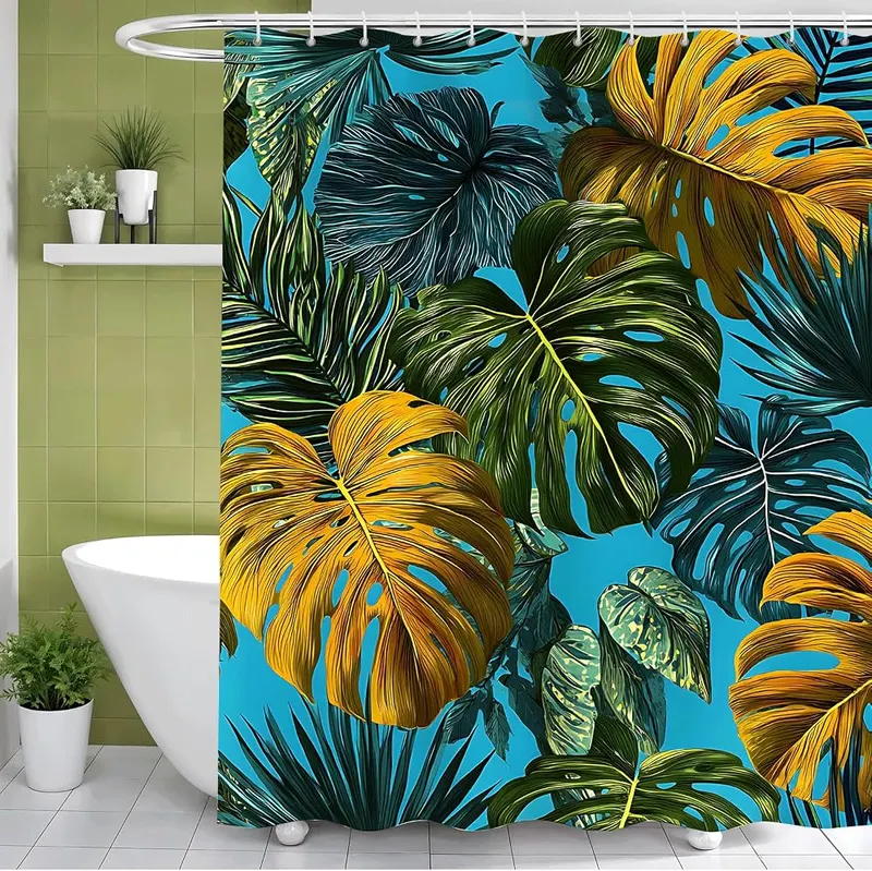 ANNA QUEEN Monstera Deliciosa Shower Curtain in Monstera Deliciosa