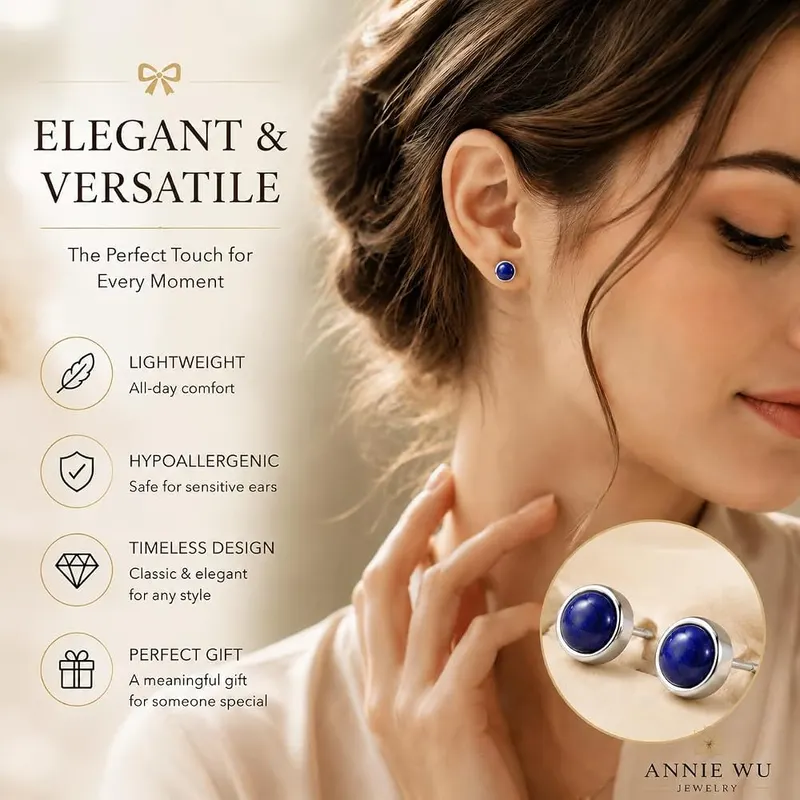 ANNIE WU Lapis Lazuli Stud Earrings – Comfortable lightweight everyday wear