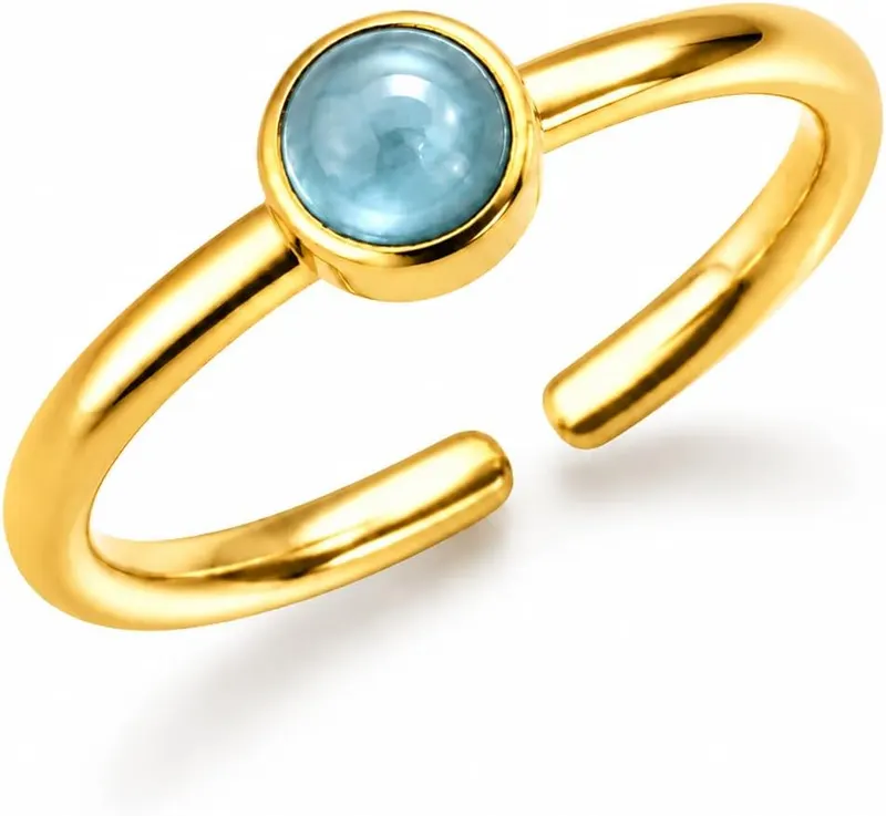 ANNIE WU Natural Aquamarine Ring Gold in Gold