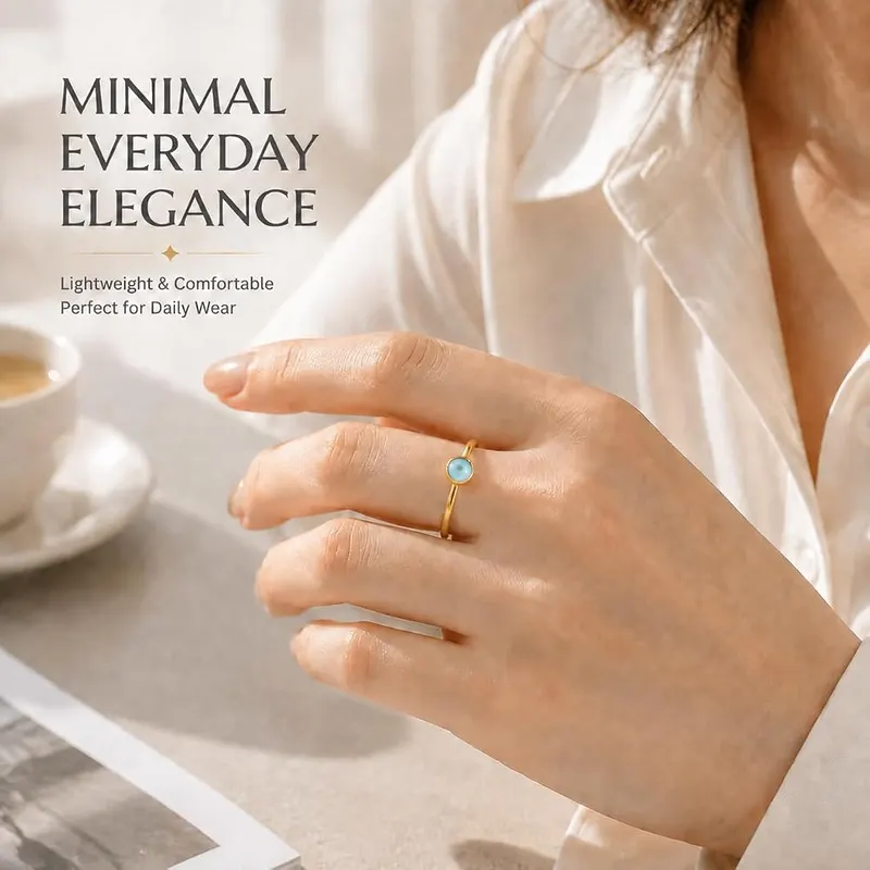 ANNIE WU Natural Aquamarine Ring Gold – Genuine natural aquamarine gemstone