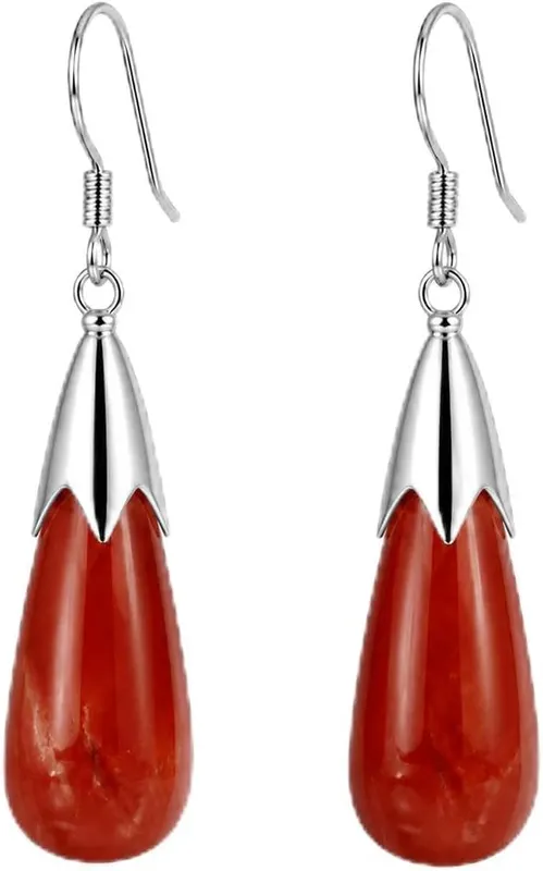 ANNIE WU Natural Red Stone Earrings in Red Gemstone