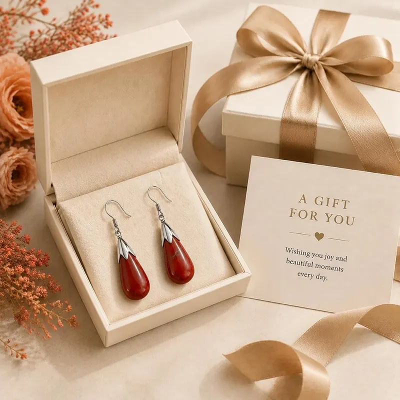 ANNIE WU Natural Red Stone Earrings – product photo 7 of 7