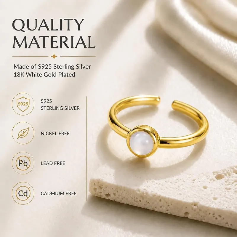 ANNIE WU Natural White Agate Ring Gold – Ready for gifting occasions