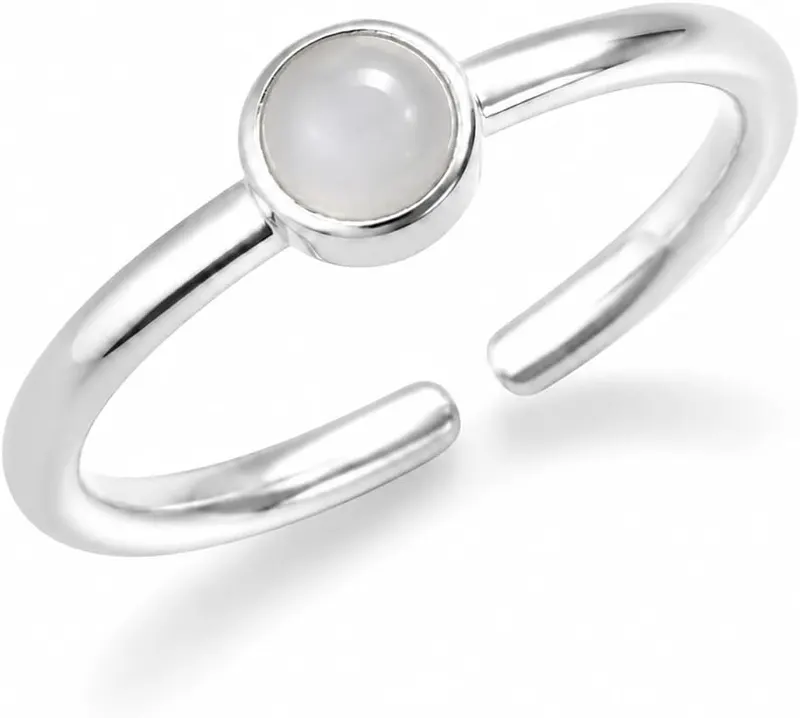 ANNIE WU Natural White Agate Ring Silver in Silver