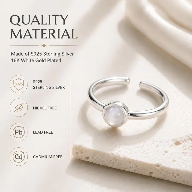 ANNIE WU Natural White Agate Ring Silver – product photo 7 of 7