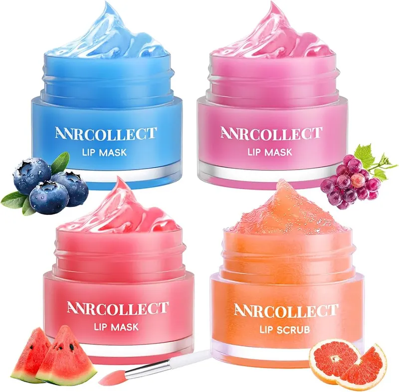 ANRCOLLECT 4-Pack Lip Scrub and Lip Mask