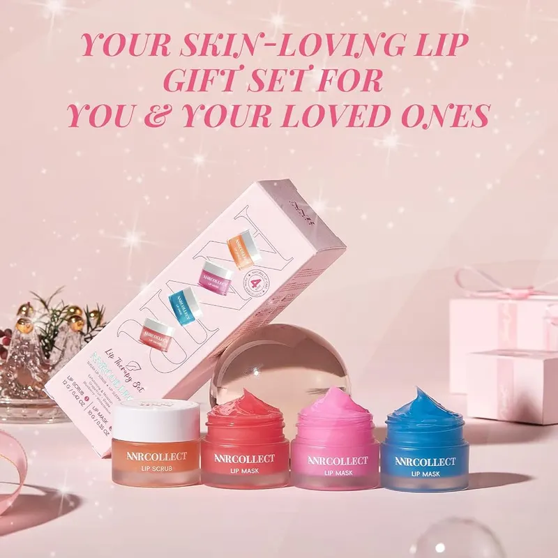 ANRCOLLECT 4-Pack Lip Scrub and Lip Mask – Four-pack lip care set