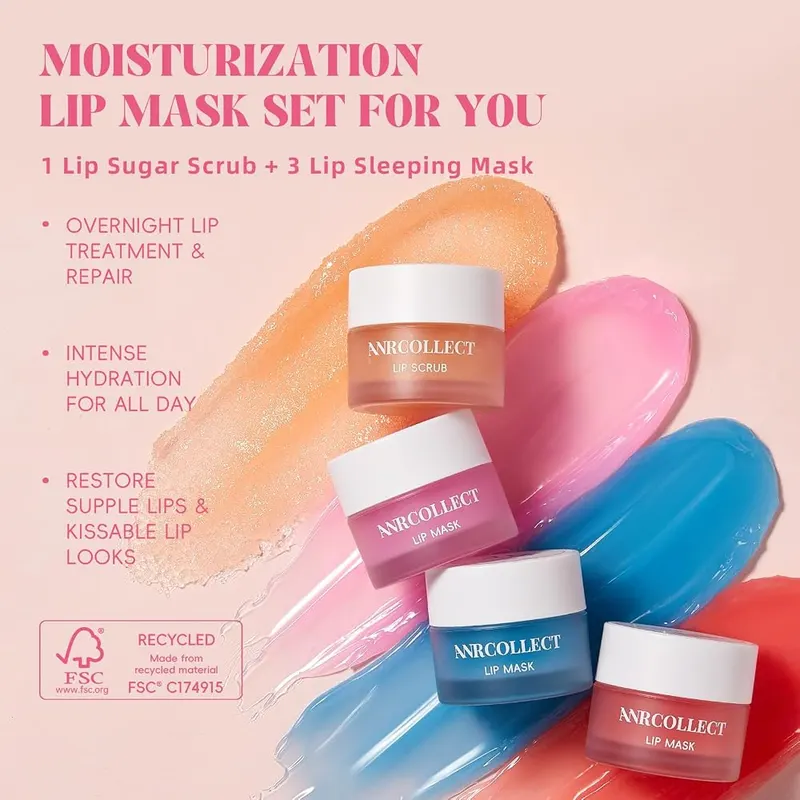 ANRCOLLECT 4-Pack Lip Scrub and Lip Mask – Lip scrub and lip mask
