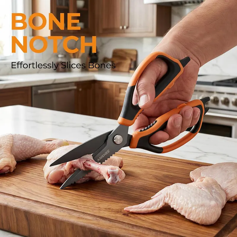 ANSHEE Multipurpose Kitchen Scissors & Food Shears – Micro-serrated stainless steel blades