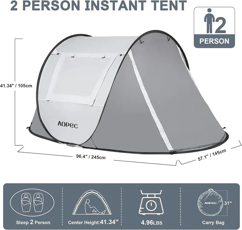 AOPEC Pop Up Camping Tent – 2, 4 or 6 person sizes