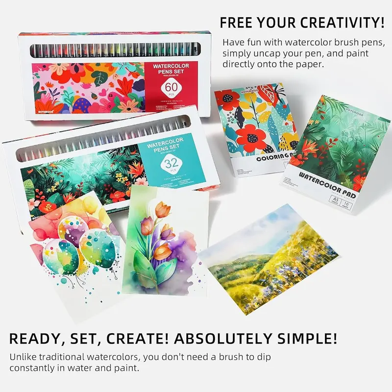 AOTEMOON 60 PCS Watercolor Pens Set – product photo 8 of 8