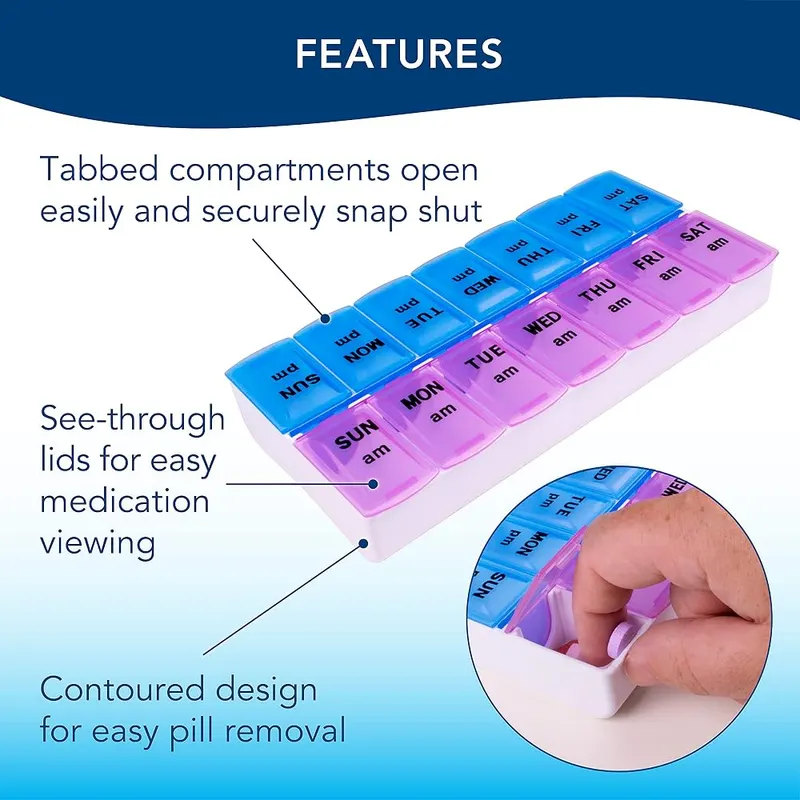 Apex Weekly AM/PM Medication Dispenser – Weekly Pill Organizer