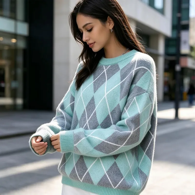 Generic Argyle Sweaters D08 Light Green – product photo 2 of 3