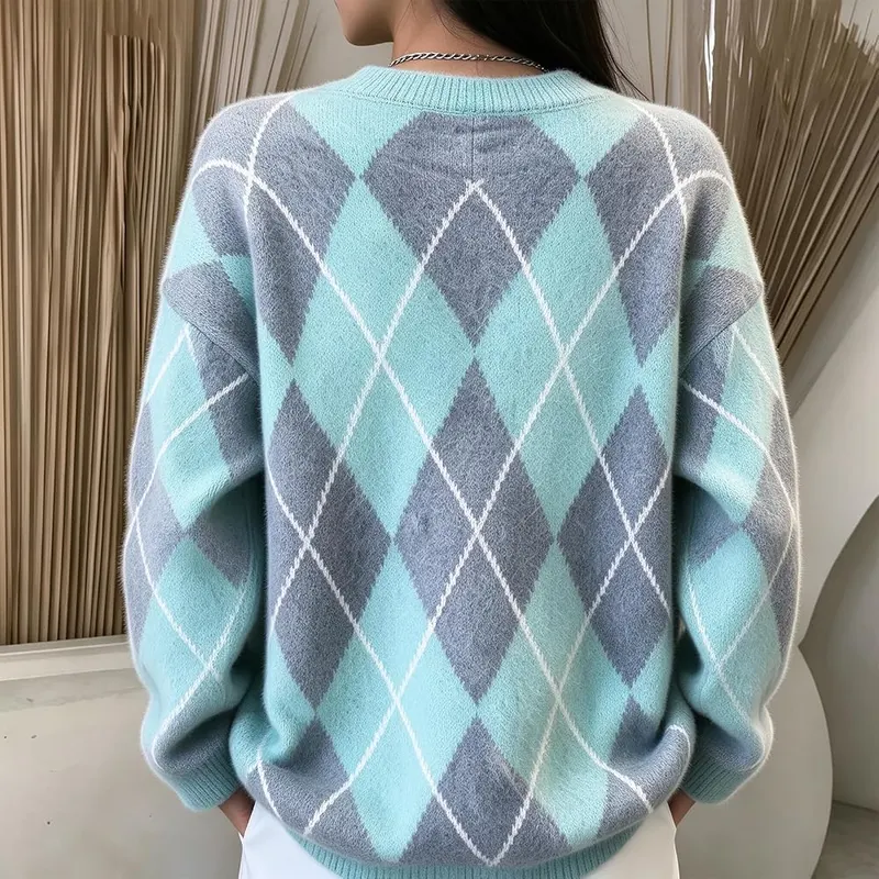 Generic Argyle Sweaters D08 Light Green – product photo 3 of 3