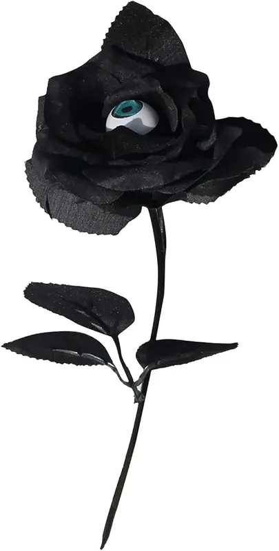 Artificial Black Rose Spooky Faux Flower Stem