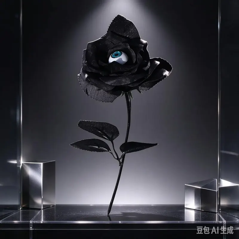 Artificial Black Rose Spooky Faux Flower Stem – product photo 6 of 7