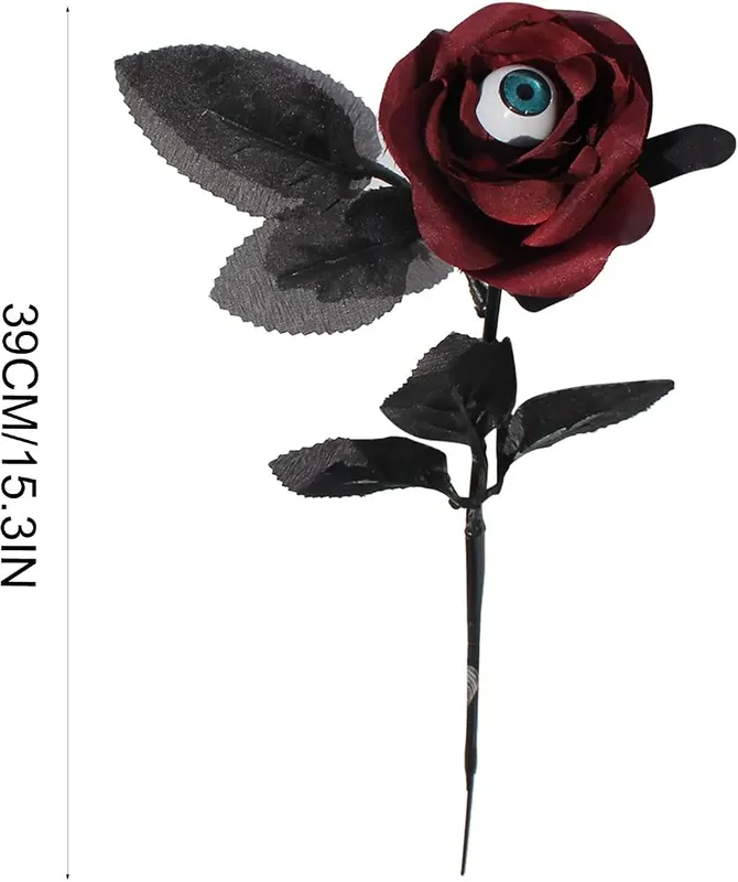 Artificial Black Rose Spooky Faux Flower Stem – product photo 7 of 7