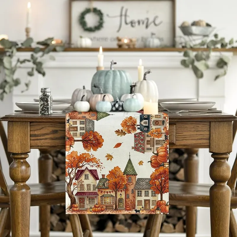 Artoid Mode 210 GSM Fall Table Runner Home Beige 13″ x 108″, Table Runner – Polyester