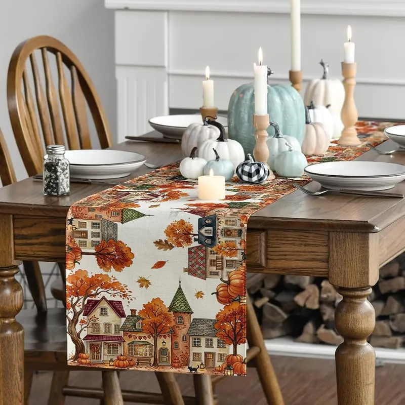 Artoid Mode 210 GSM Fall Table Runner Home Beige 13″ x 108″, Table Runner – High Quality & Durable