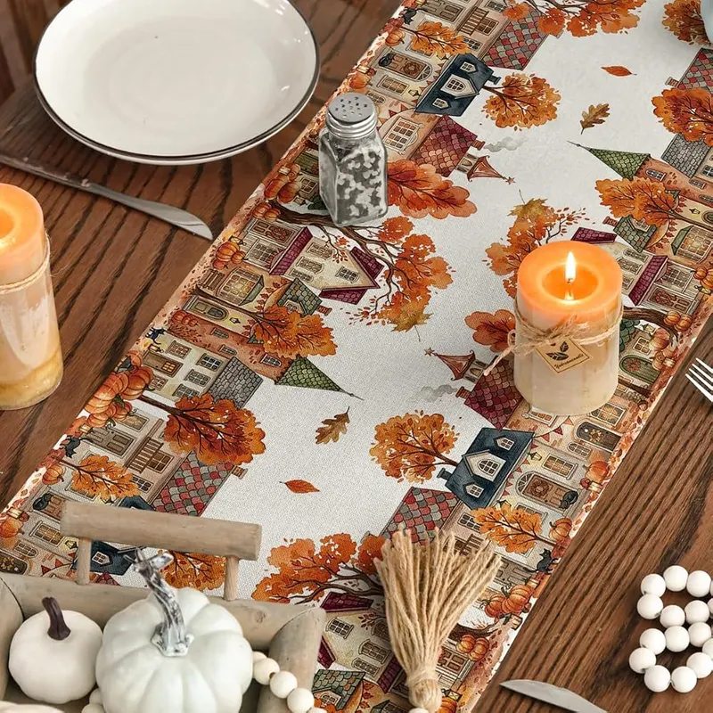Artoid Mode 210 GSM Fall Table Runner Home Beige 13″ x 108″, Table Runner – Designed with You in Mind