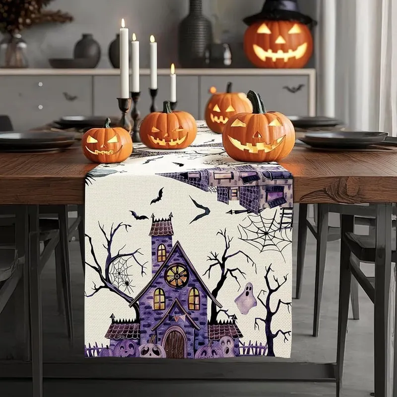 Artscope Purple Spooky Haunted House Tree Ghost 13″ x 72″ – Polyester