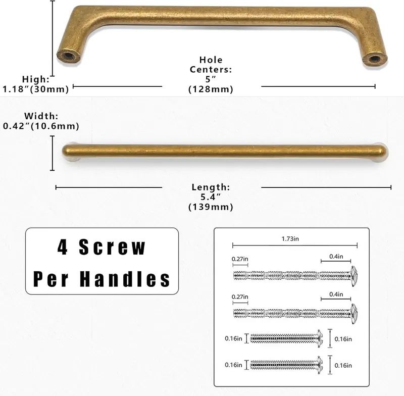 Asimerdeco 10 Pack Antique Brass Cabinet Pulls 3″ Hole Center Pull – Wide Application