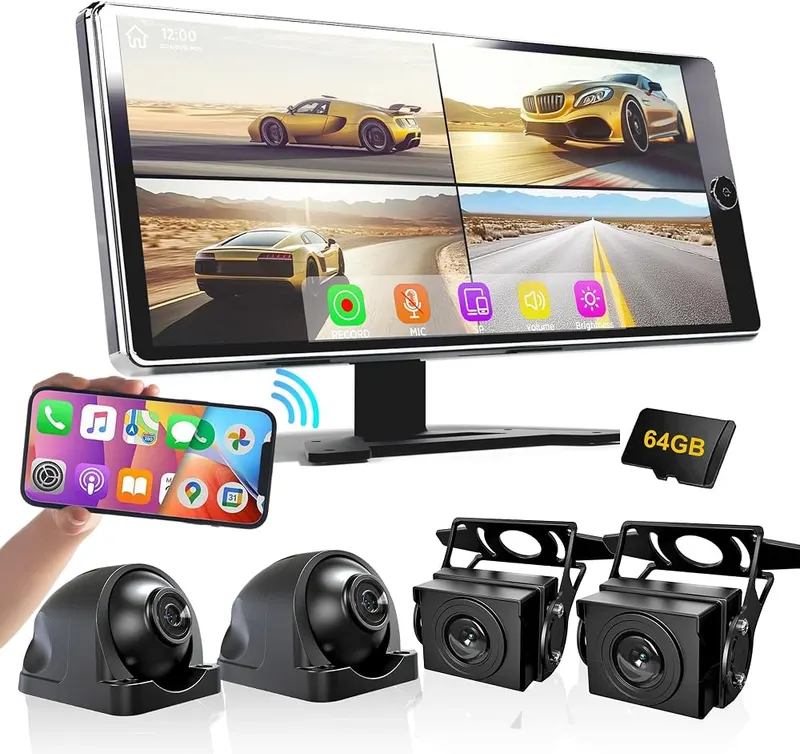 ASLONG 10.36″ HD Touchscreen CarPlay 4K 4CH in black