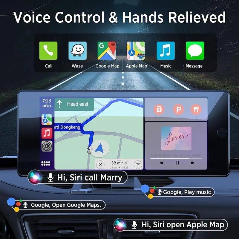 ASLONG 10.36″ HD Touchscreen CarPlay 4K 4CH – 4 Split ISP HD Touchscreen Monitor & Built-in DVR Recording Function