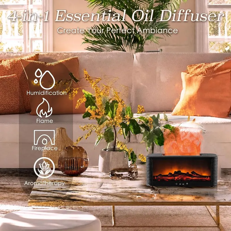 Astrelia Fireplace Essential Oil Diffuser – 250ML Water Tank & Whisper-Quiet Operation