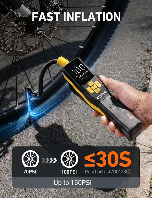 AstroAI 150PSI Electric Bike Pump – Fast Inflation with Upgraded Motor