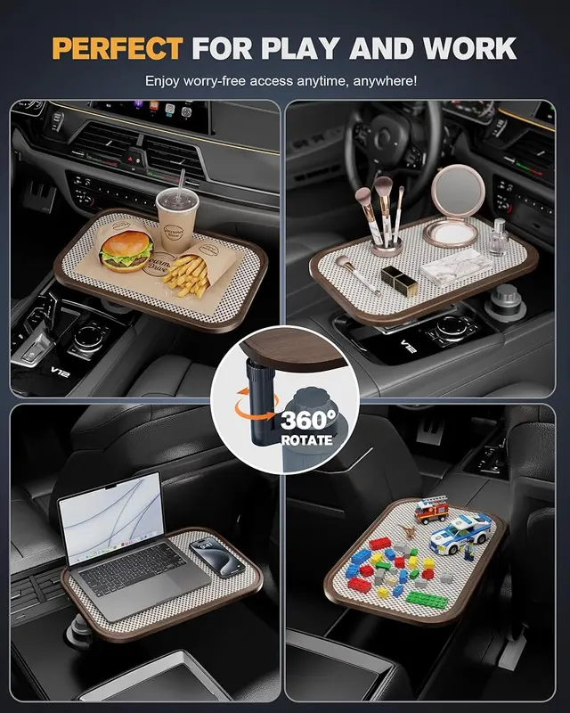 Aucoza Car Desk for Laptop – Built in rotating cup holder