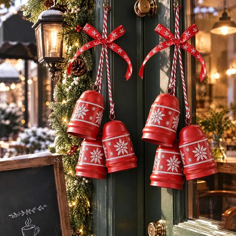 Aufmer 2PCS Iron Snowflake Pattern Christmas Bells